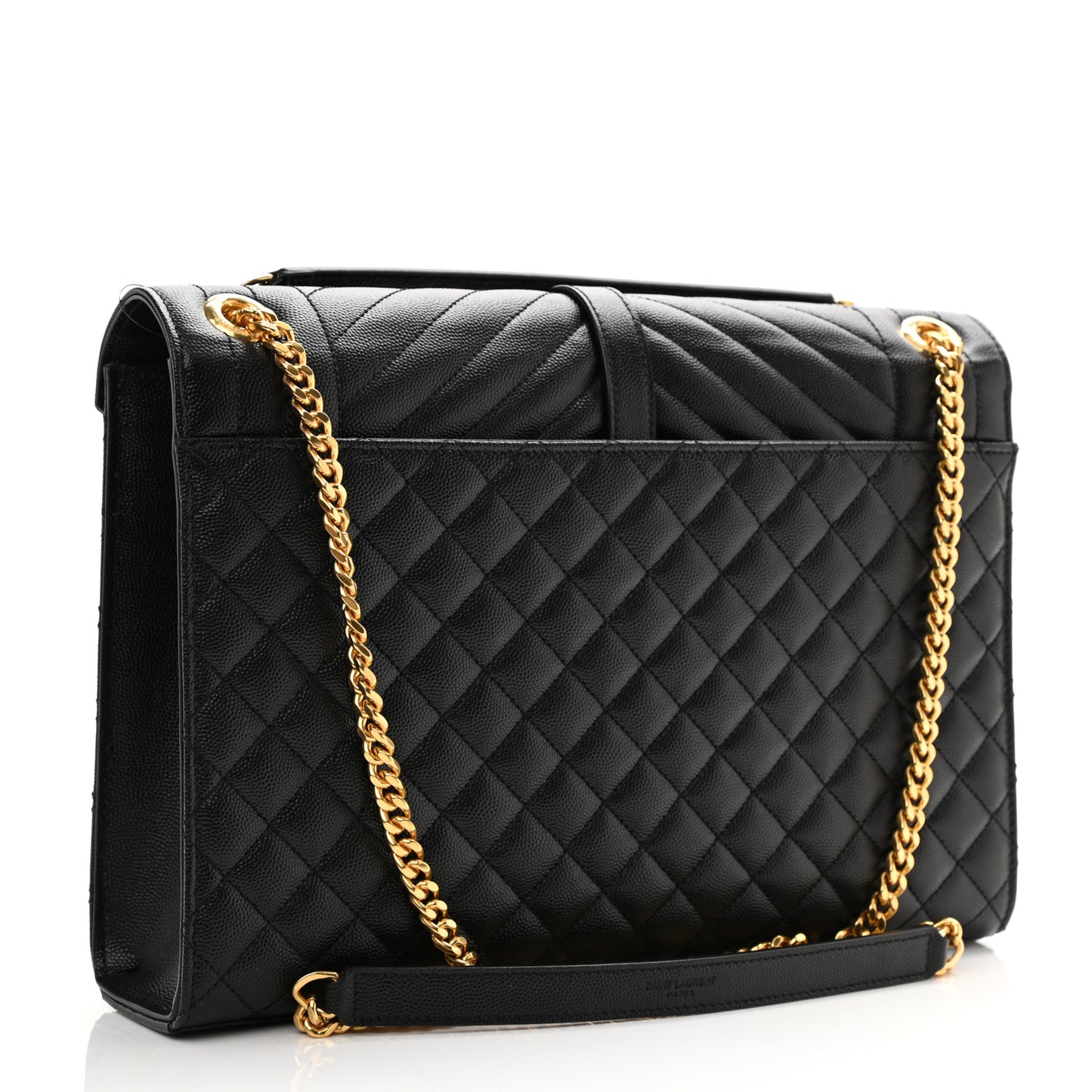 Grain De Poudre Textured Mixed Matelasse Large Triquilt Monogram Satchel Black