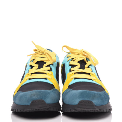 Gucci Suede Calfskin Mens Low Top Sneakers 11 Teal Yellow 2 of 9