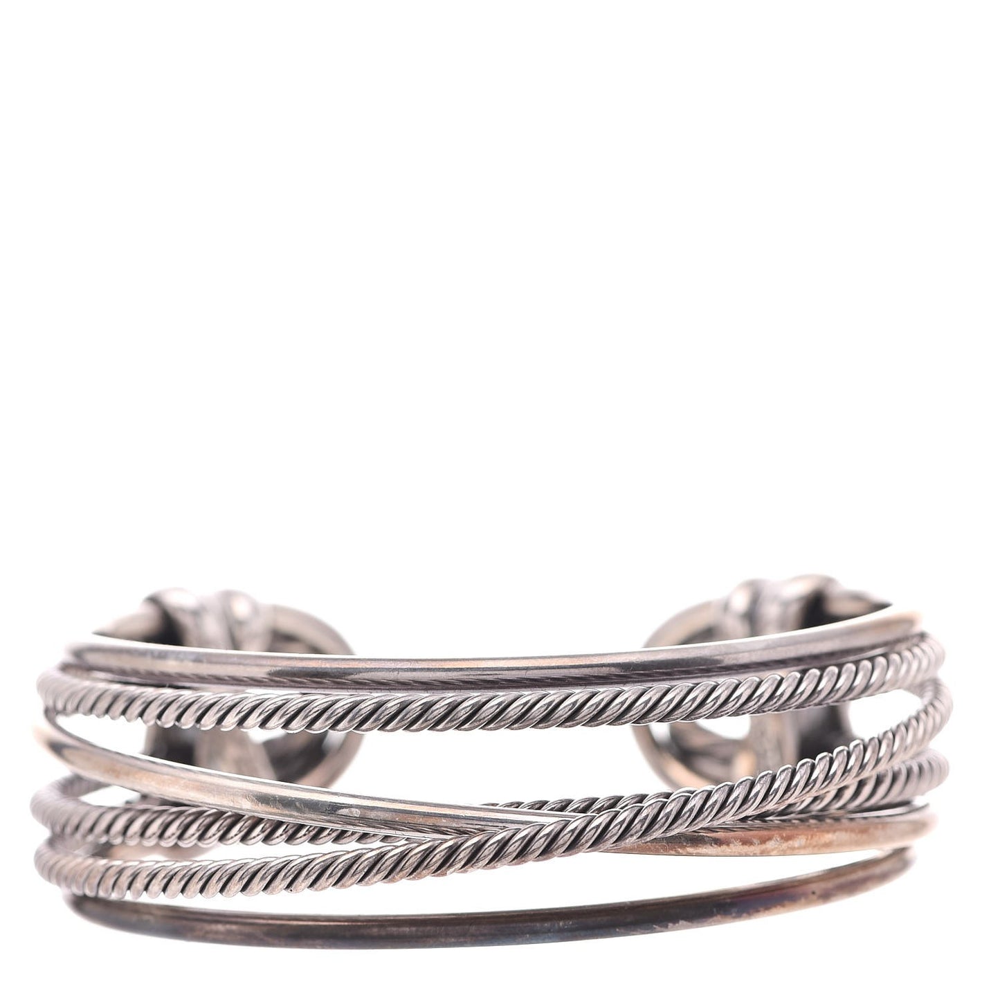 Sterling Silver 24mm Crossover Four Row Cuff S