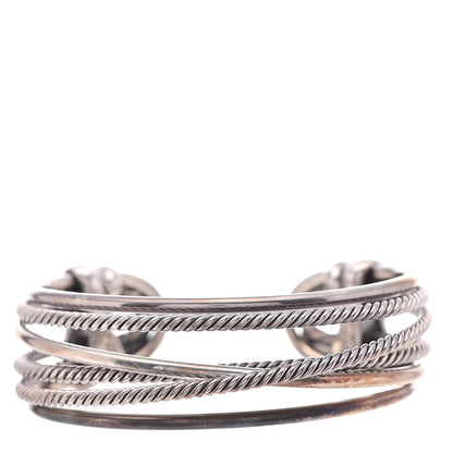 David Yurman Sterling Silver 24mm Crossover Four Row Cuff S 1 of 6
