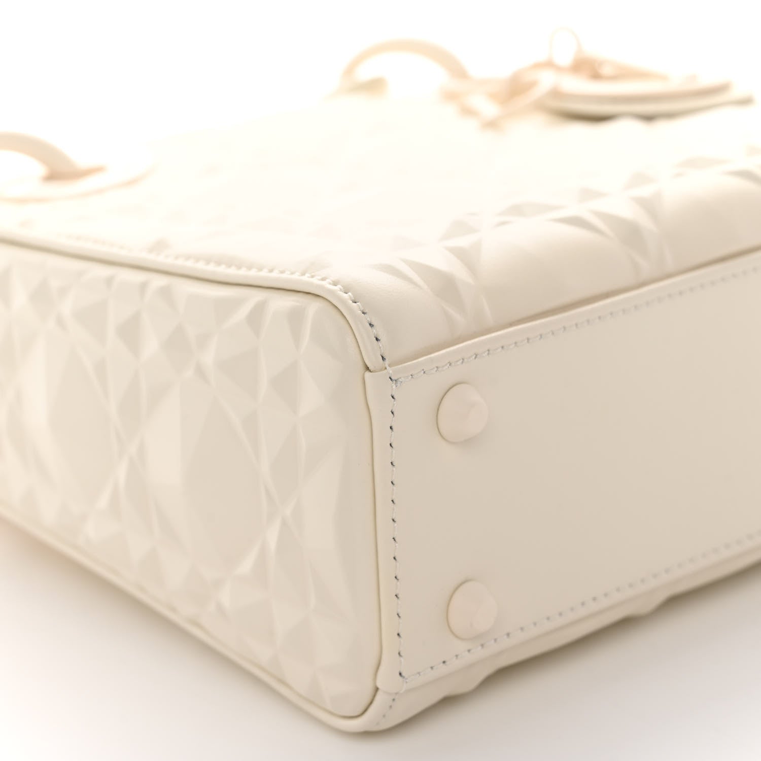 Christian Dior Calfskin Cannage Diamond Mini Lady Dior White 8 of 10