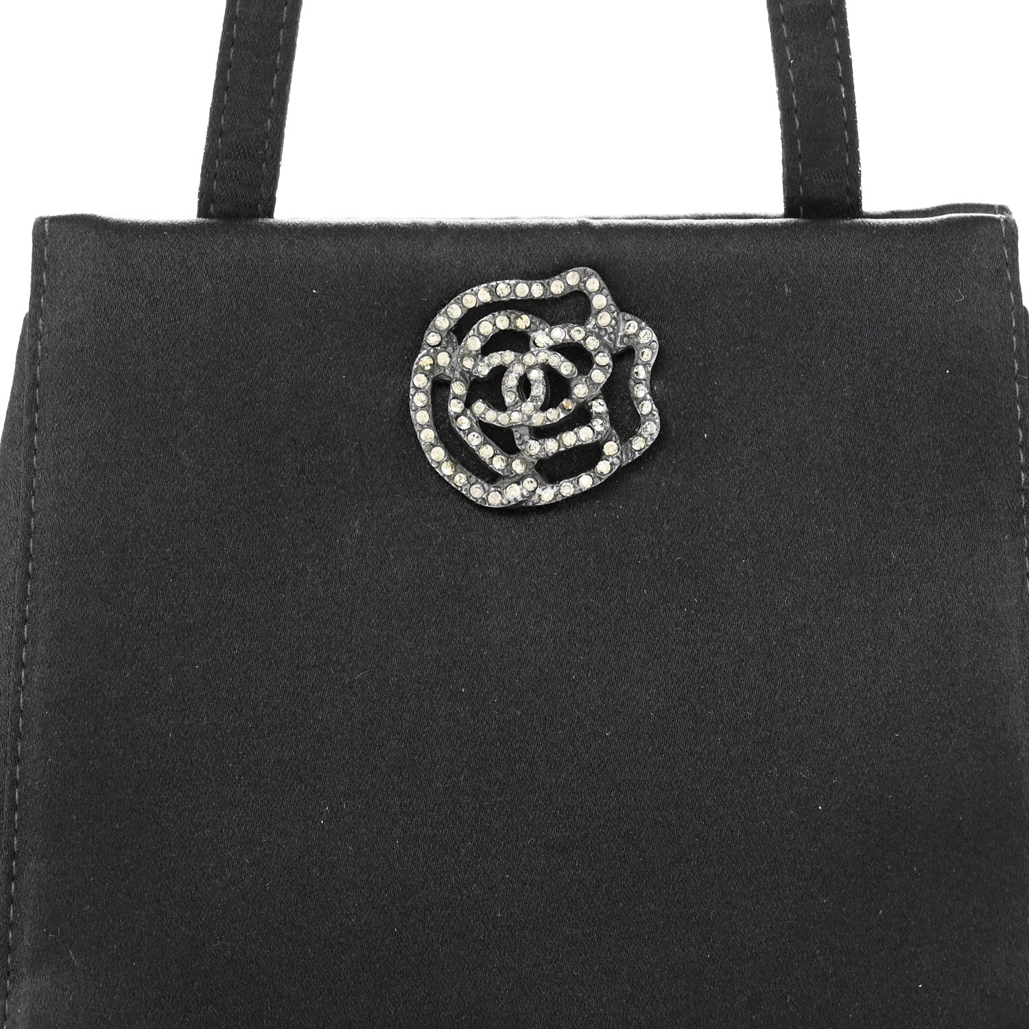 Chanel Satin Crystal Small Camellia Evening Bag Black 8 of 12