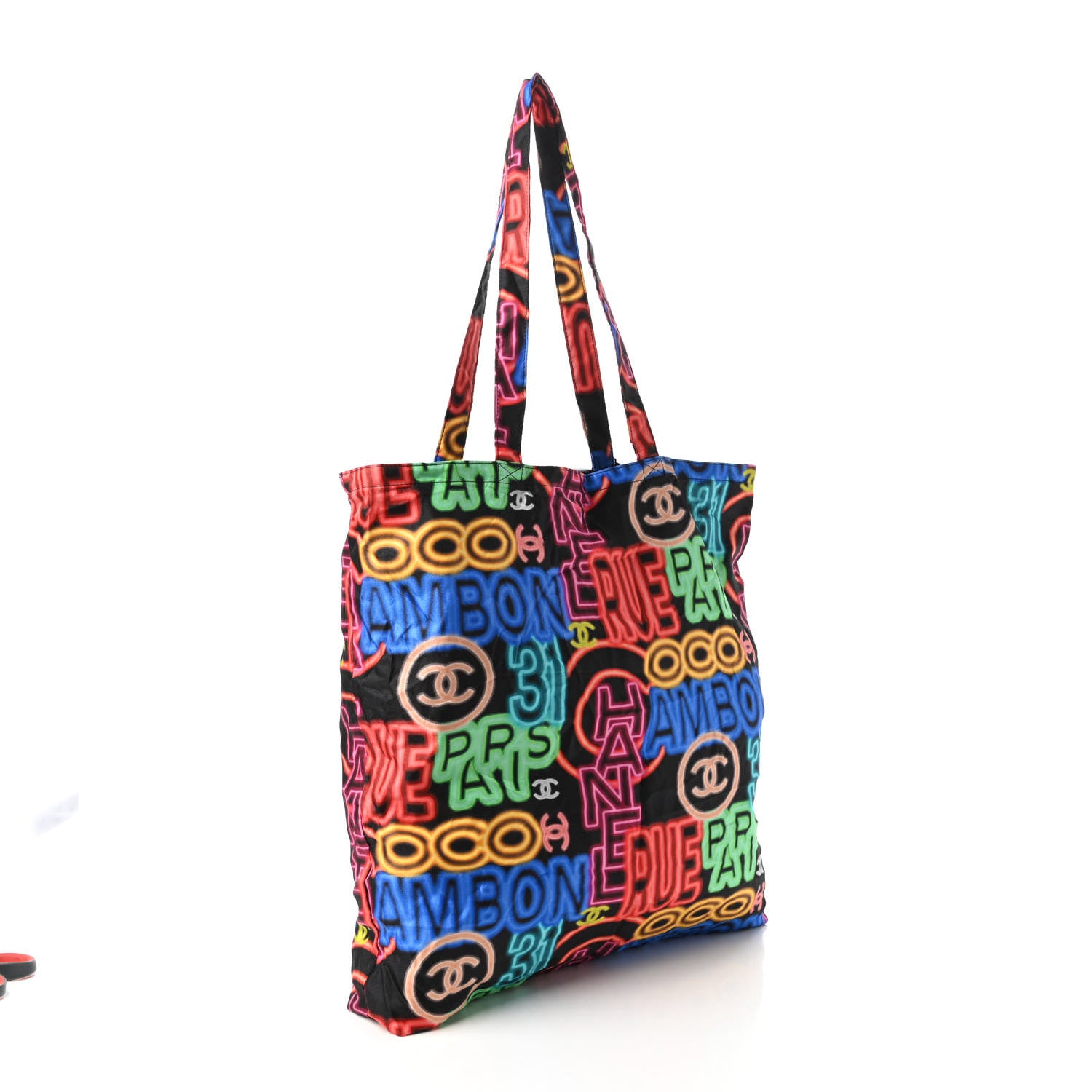 Chanel Caviar Fabric Quilted Foldable Tote With Chain Black Multicolor 6 of 18