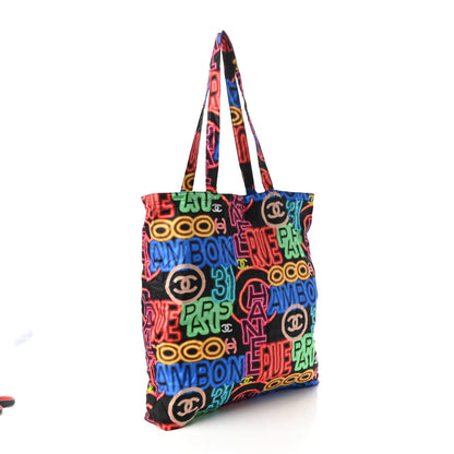 Chanel Caviar Fabric Quilted Foldable Tote With Chain Black Multicolor 6 of 18