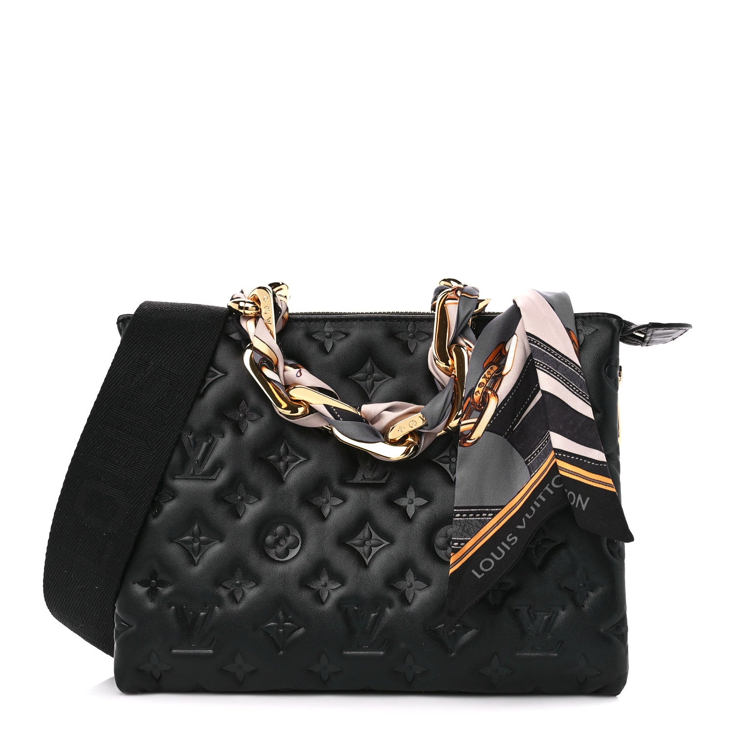 Louis Vuitton Lambskin Embossed Monogram Scarf Coussin PM Black 1 of 11