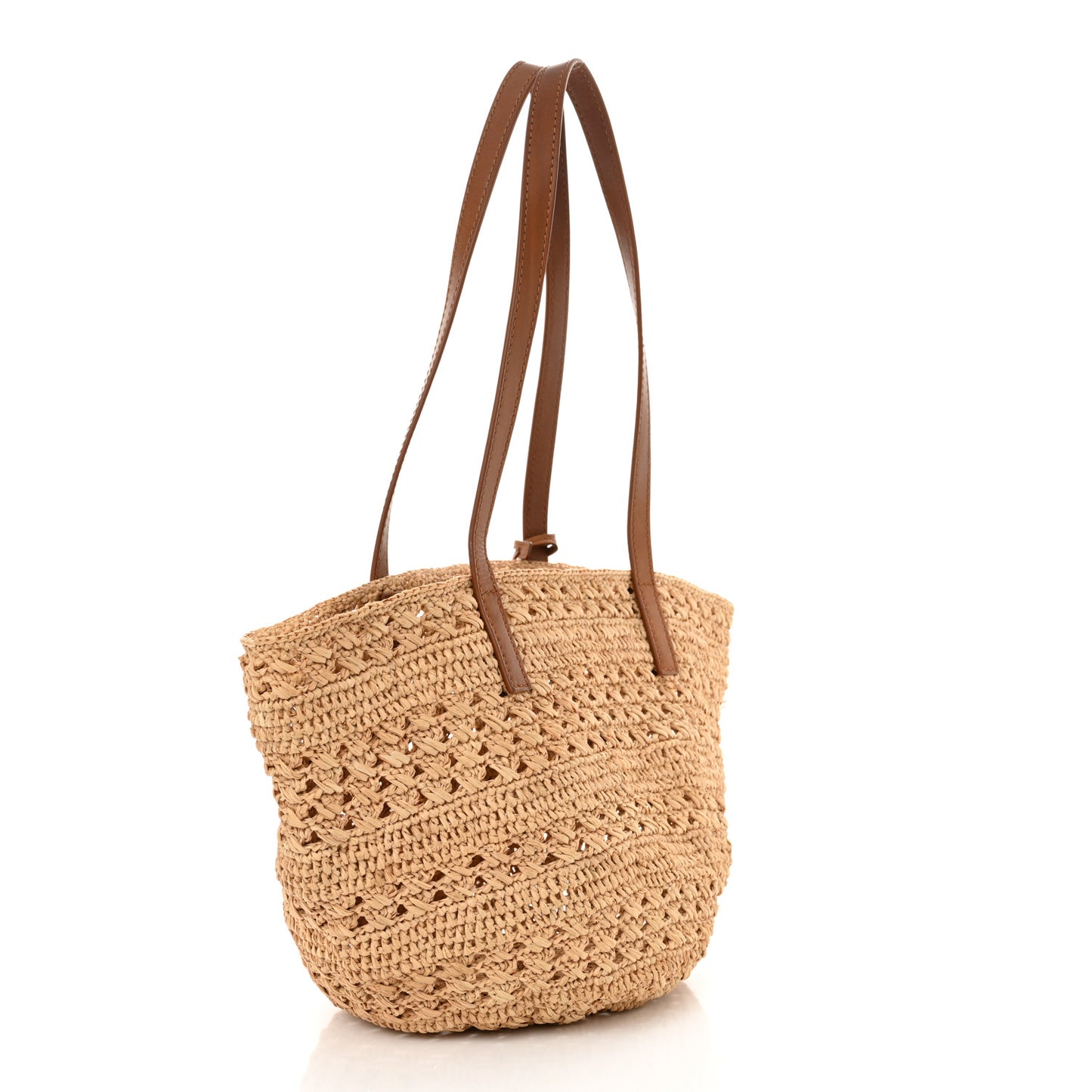 Raffia Calfskin Small Panier Tote Naturel