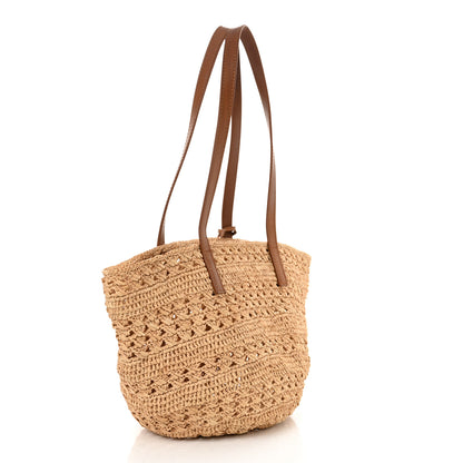 Saint Laurent Raffia Calfskin Small Panier Tote Naturel 3 of 12