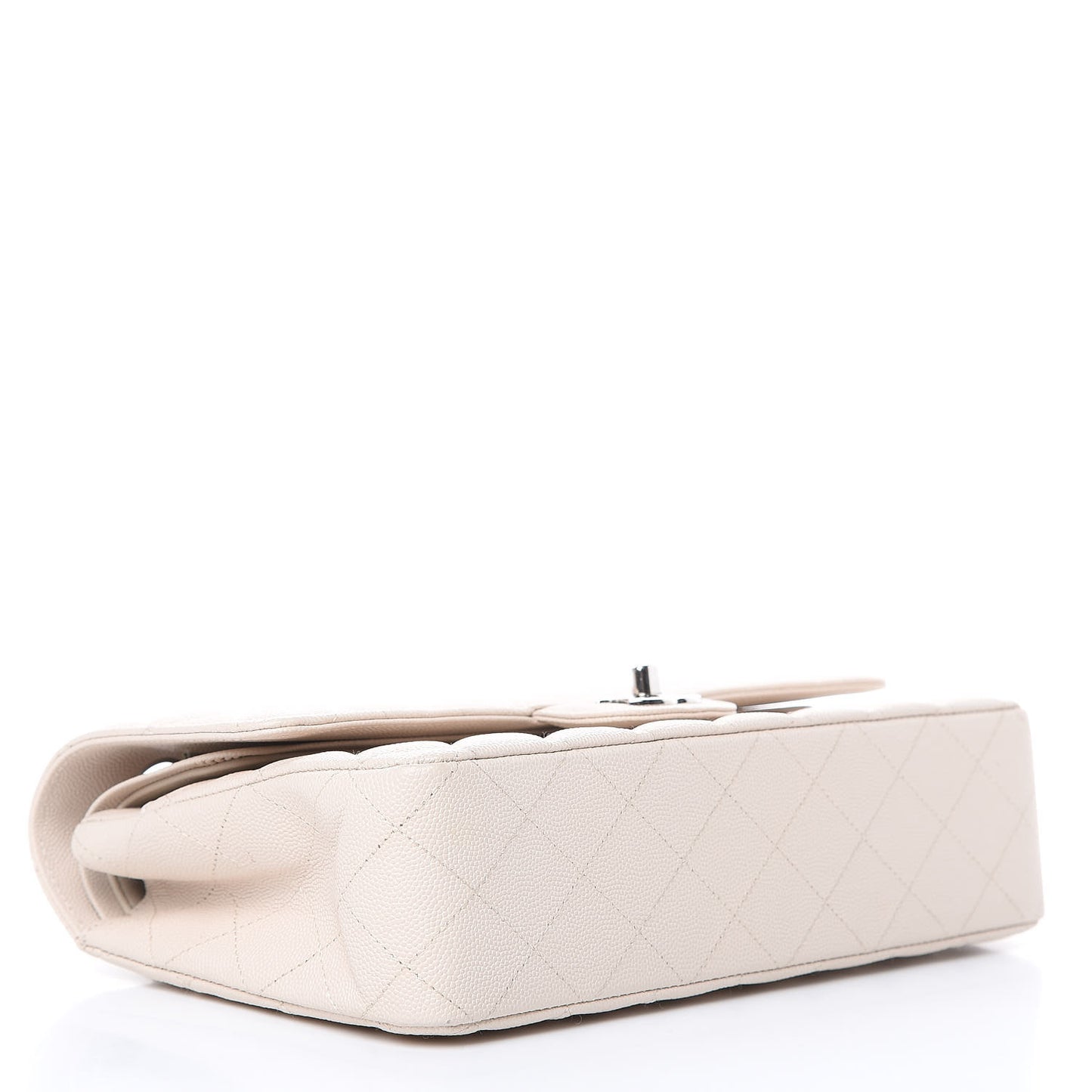 Caviar Quilted Medium Double Flap Light Beige