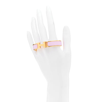 Hermes Enamel Narrow Clic Clac H Bracelet PM Rose Dragee 2 of 8