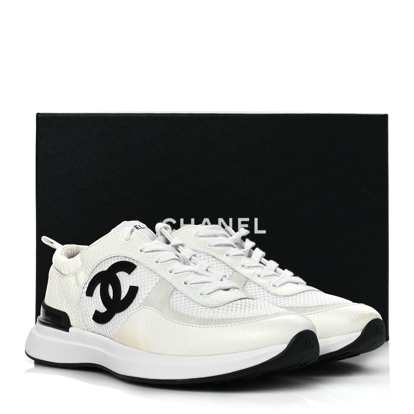 Calfskin Mesh Lycra Suede Womens Logo Sneakers 41 White