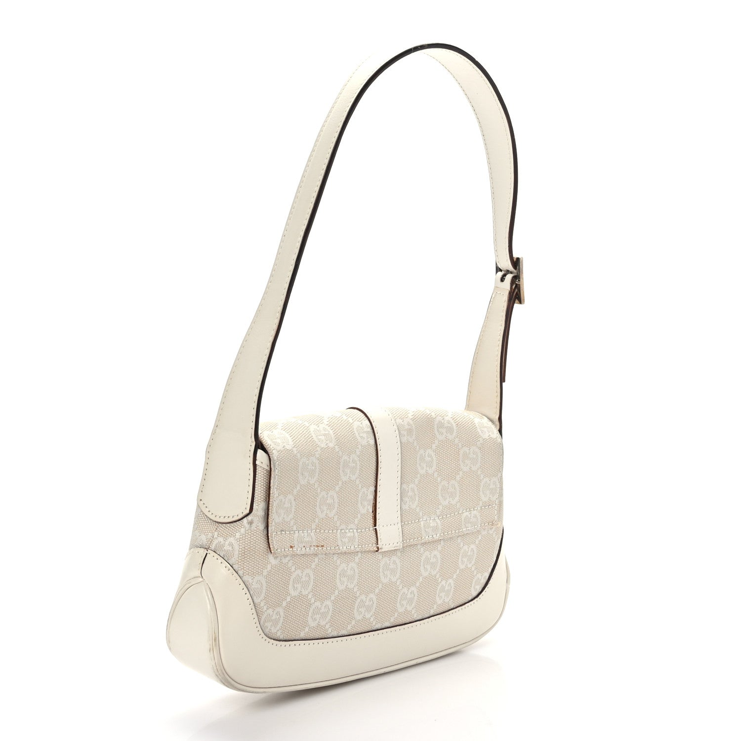 Gucci Monogram Small Jackie O Flap Hobo White 3 of 10