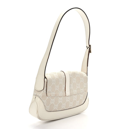 Gucci Monogram Small Jackie O Flap Hobo White 3 of 10