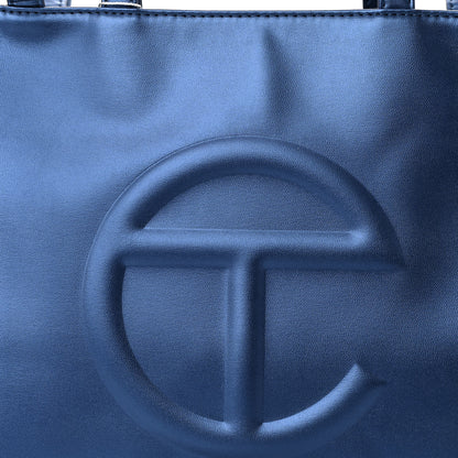 Telfar Metallic Vegan Leather Medium Shopping Bag Cobalt 8 of 11