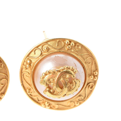 Chanel Pearl CC Round Earrings Gold 8 of 8