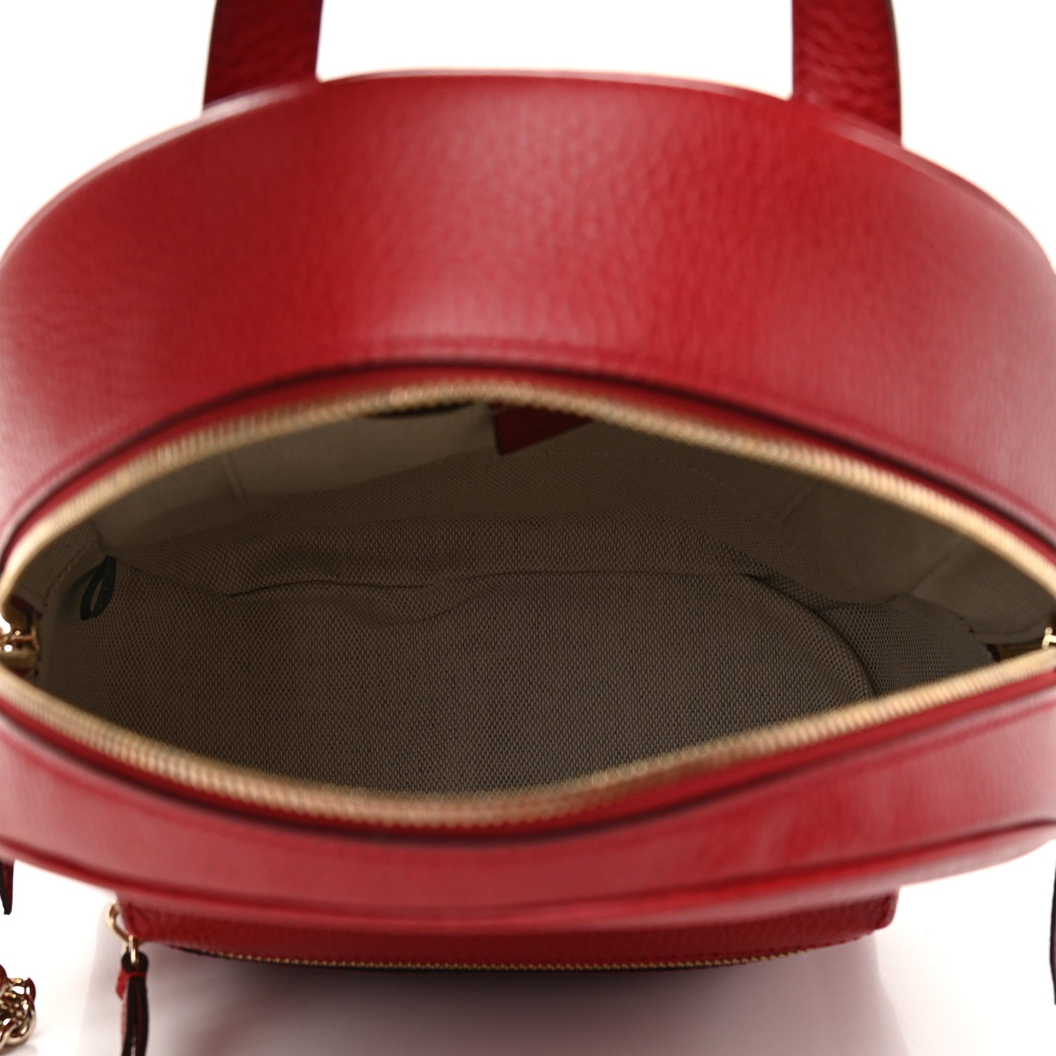 Gucci Pebbled Calfskin Soho Chain Backpack Hibiscus Red 5 of 9