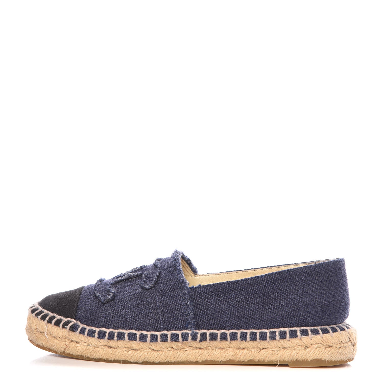 Chanel Denim Toile CC Espadrilles 38 Navy Black 1 of 9