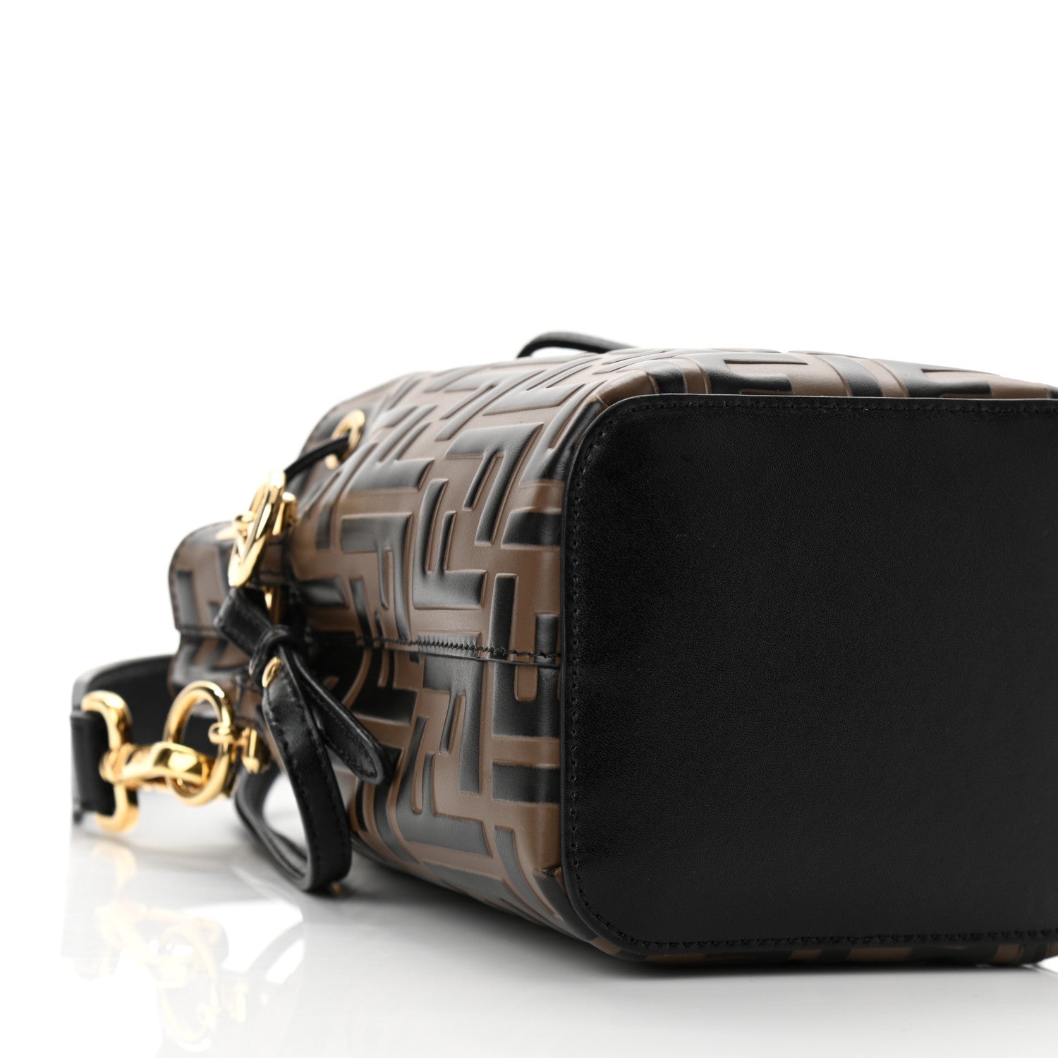 Fendi Vitello Liberty F is Fendi Bi-Color FF 1974 Embossed Mini Mon Tresor Bucket Bag Maya Black 11 of 13