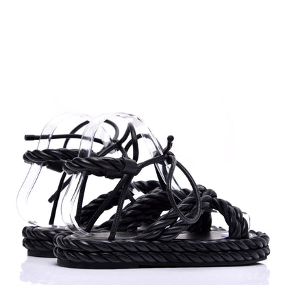 Valentino Garavani Nappa Crisscross Rope Ankle Strap Sandals 35 Black 4 of 7
