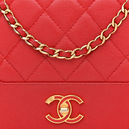 Chanel Sheepskin Quilted Mademoiselle Vintage Wallet On Chain WOC Red 9 of 15