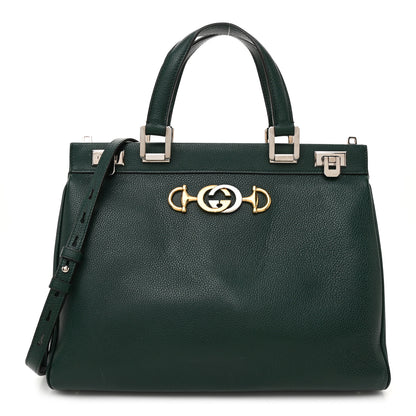 Gucci Grainy Calfskin Medium Zumi Top Handle Bag Vintage Green 1 of 11