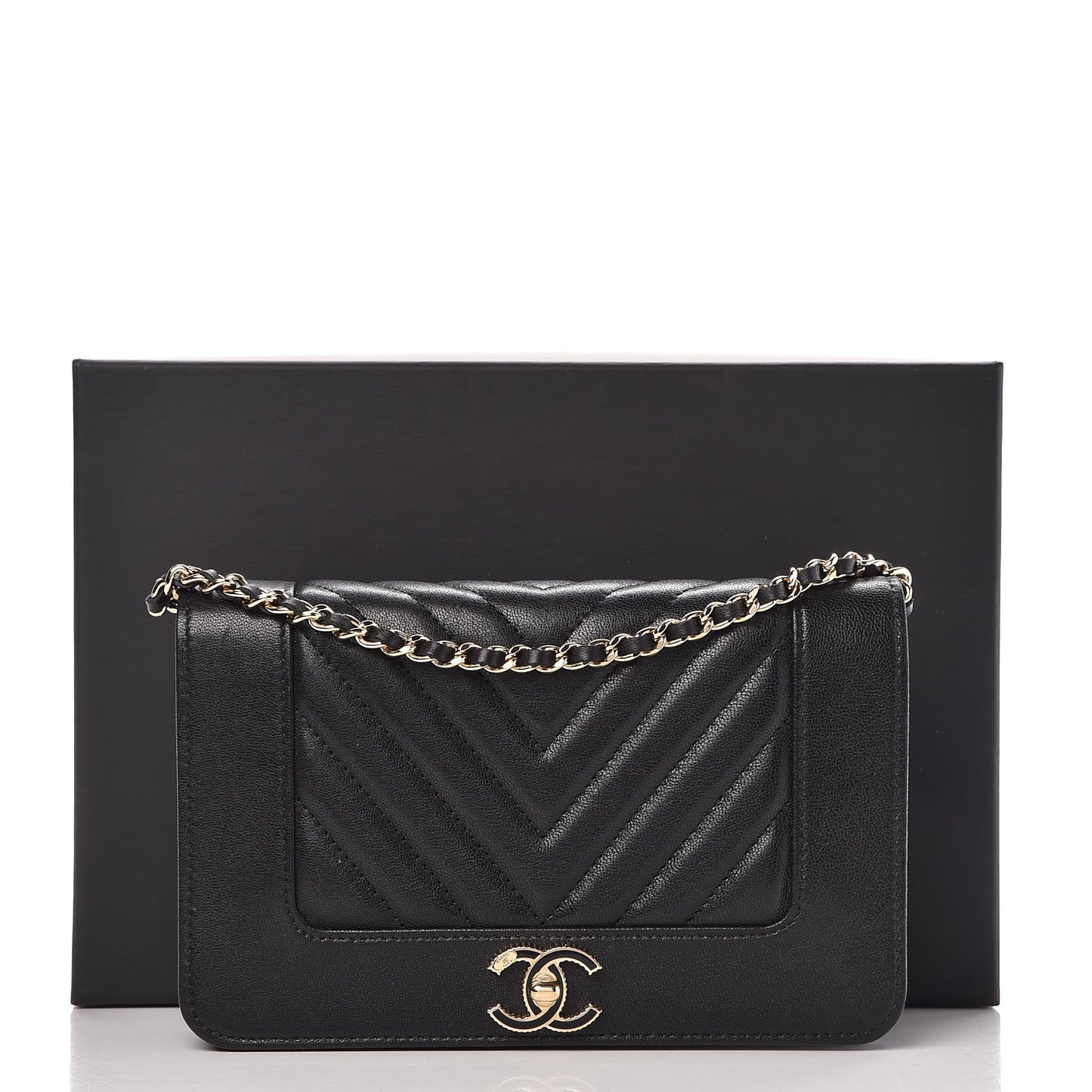 Sheepskin Quilted Mademoiselle Vintage Wallet On Chain WOC Black