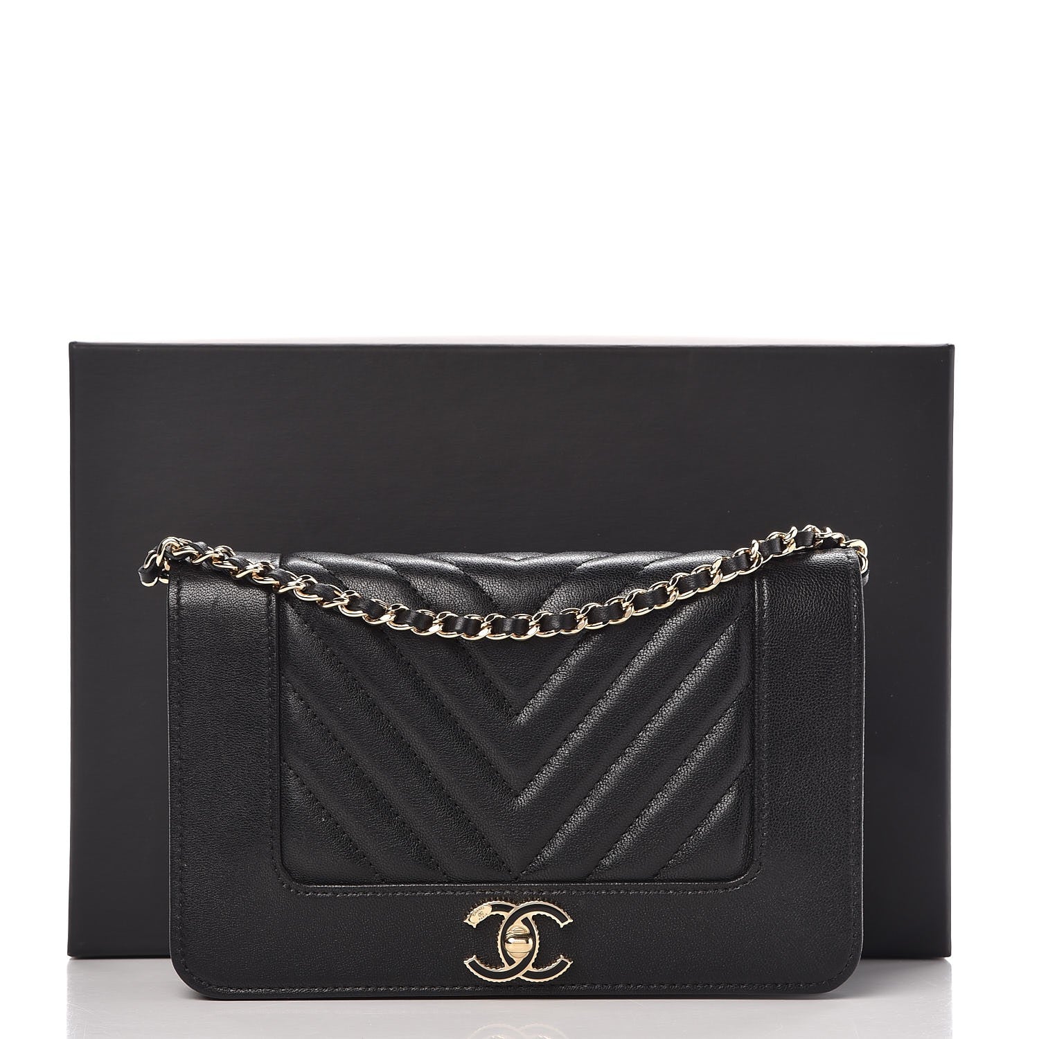 Chanel Sheepskin Quilted Mademoiselle Vintage Wallet On Chain WOC Black 9 of 9