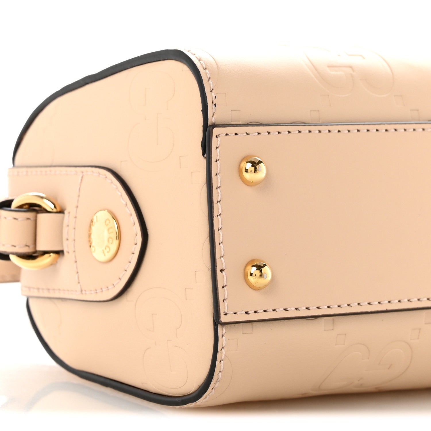 Gucci Gilbert Calfskin Jumbo GG Embossed Super Mini Top Handle Bowler Bag Beige 9 of 12