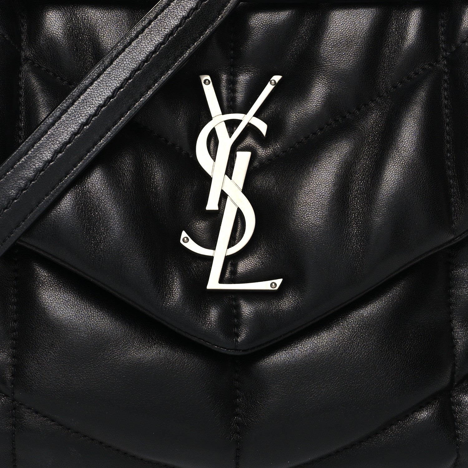 Saint Laurent Lambskin Quilted Small Loulou Puffer Monogram Chain Satchel Black 8 of 11