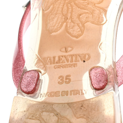 Valentino Garavani PVC Jelly Glitter Rockstud Bow Thong Sandals 35 Pink 5 of 5