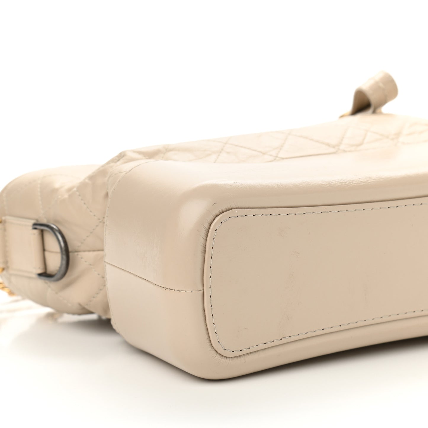 Aged Calfskin Quilted Medium Gabrielle Hobo Beige