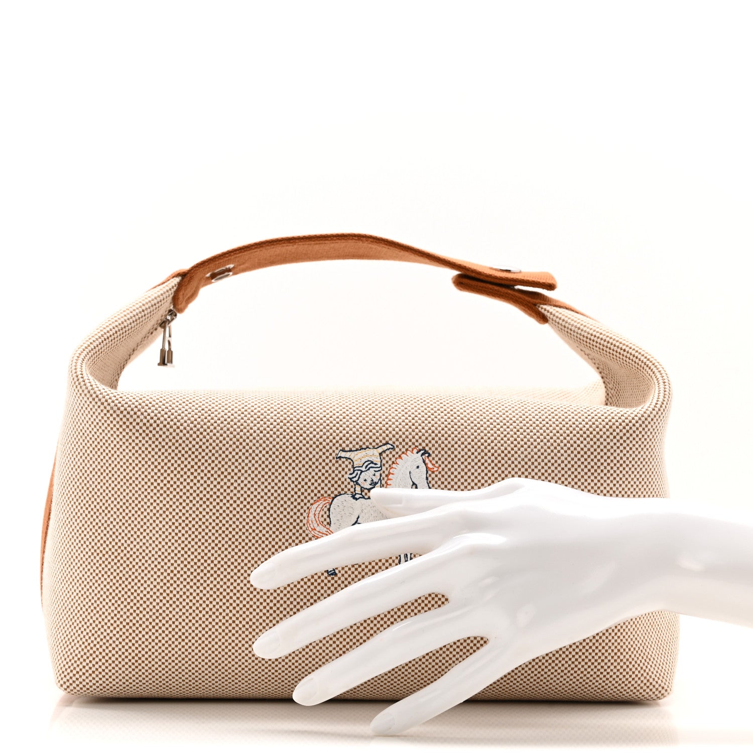 Hermes Canvas Large Bride-A-Brac Cabriole Case Biscuit 1795729