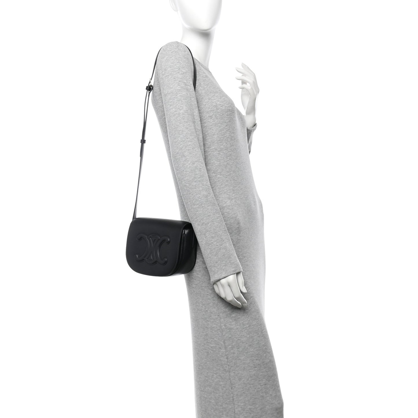 Smooth Calfskin Cuir Triomphe Folco Crossbody Bag Black