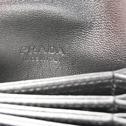 Prada Metallic Saffiano Triangle Accordion Card Case with Chain Cromo 6 of 10