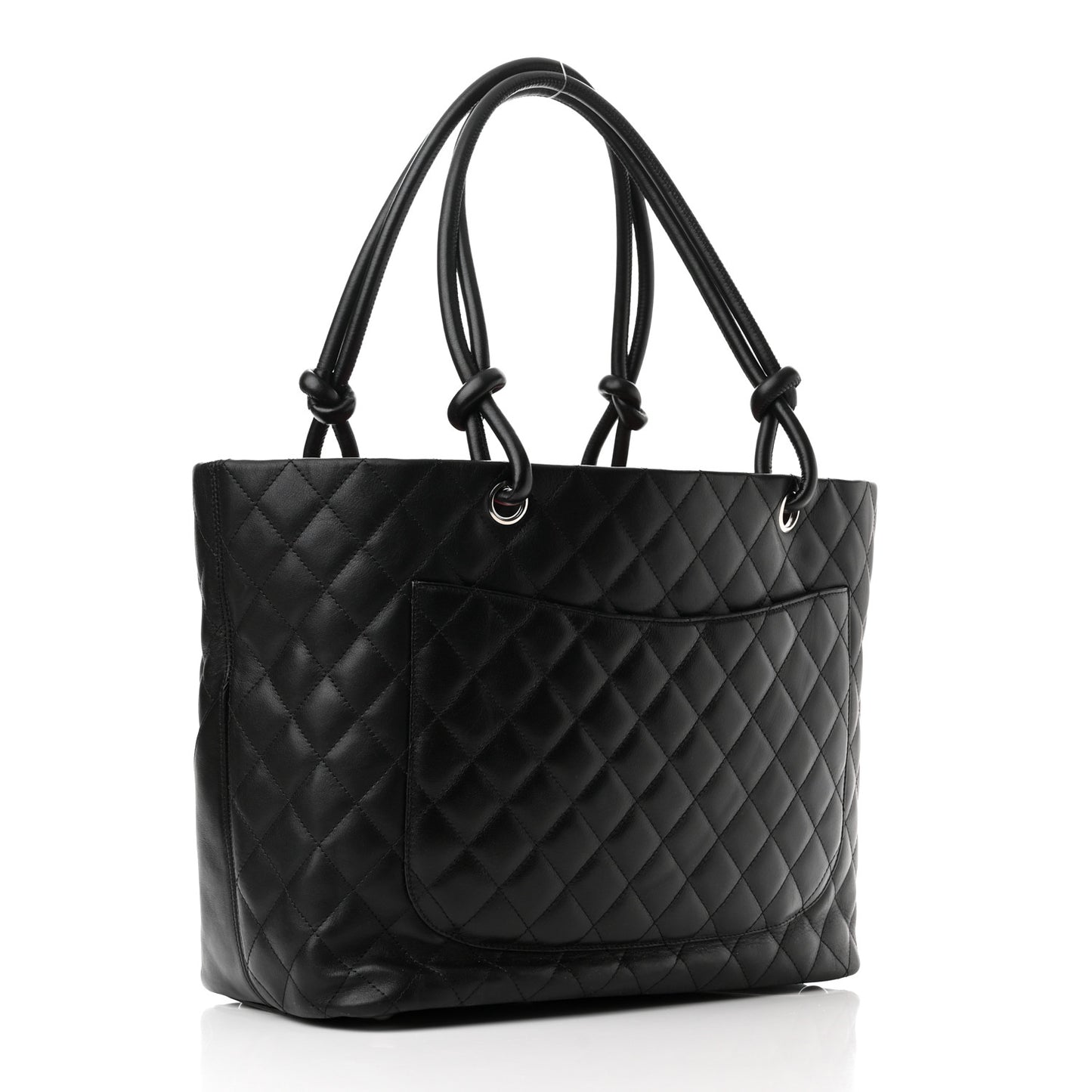 Calfskin Quilted Large Cambon Tote Black