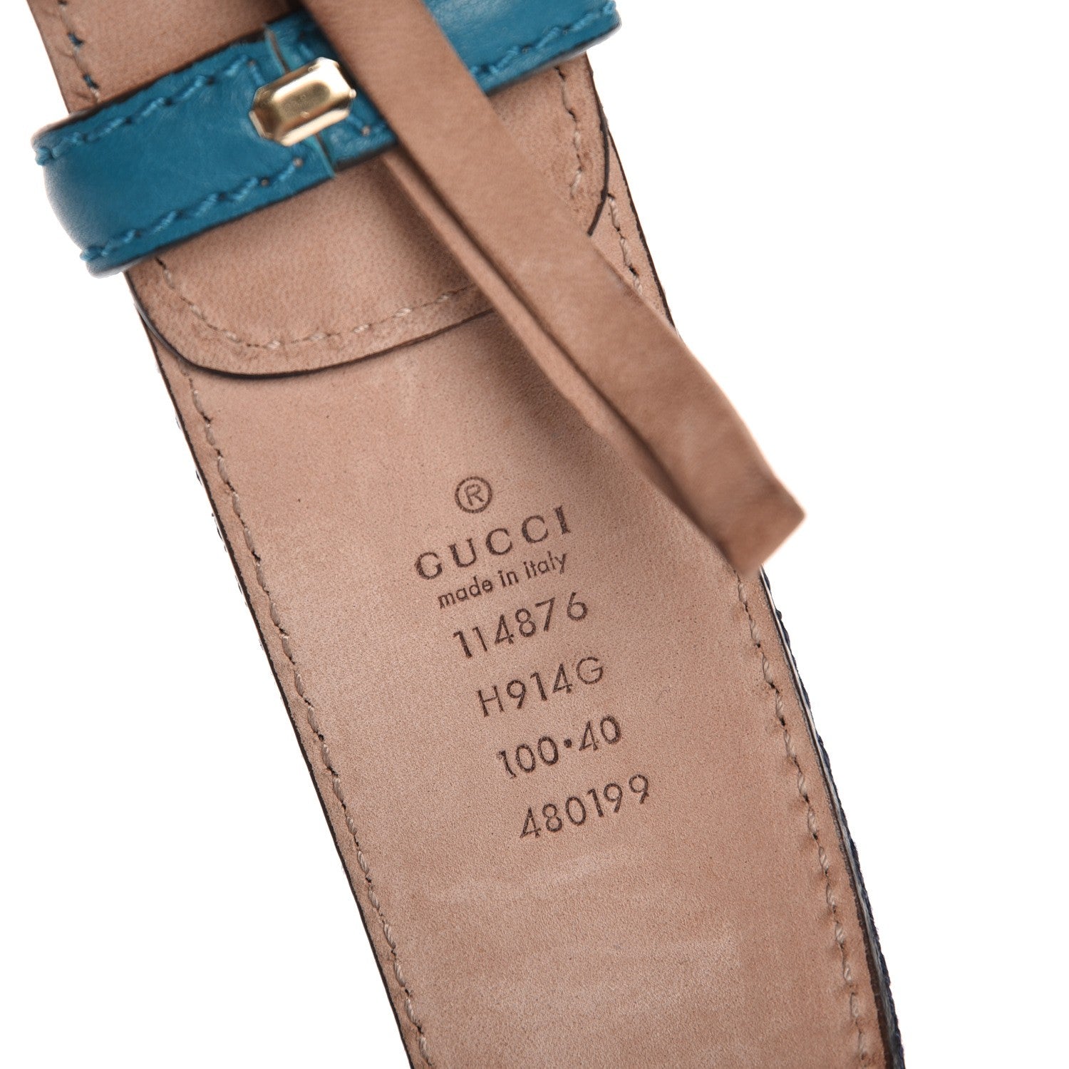 Gucci Web Interlocking GG Belt 100 40 Navy Light Blue 4 of 6