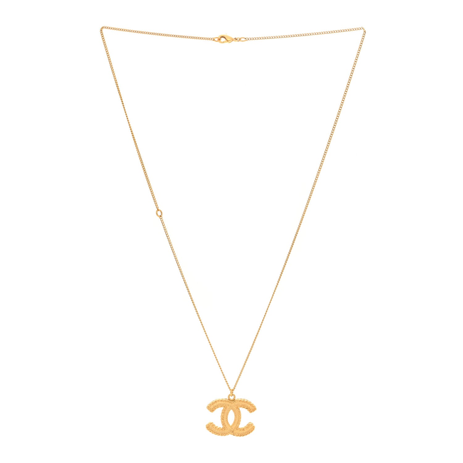Chanel Metal CC Necklace Matte Gold 2 of 3