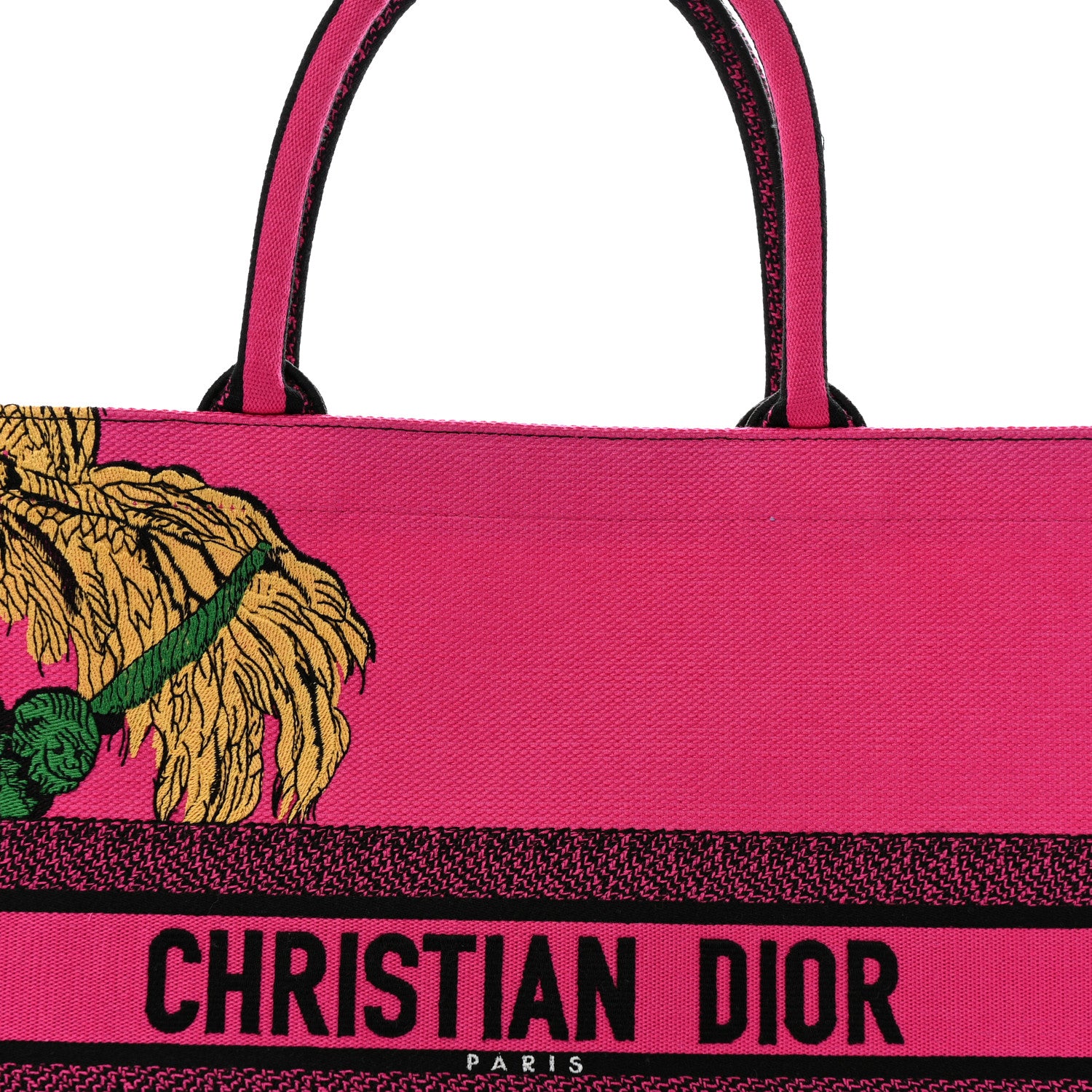 Christian Dior Canvas Embroidered Large Jungle Pop Book Tote Fuchsia Multicolor 8 of 13