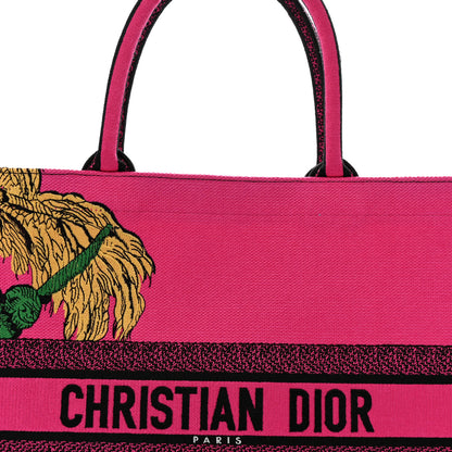 Christian Dior Canvas Embroidered Large Jungle Pop Book Tote Fuchsia Multicolor 8 of 13