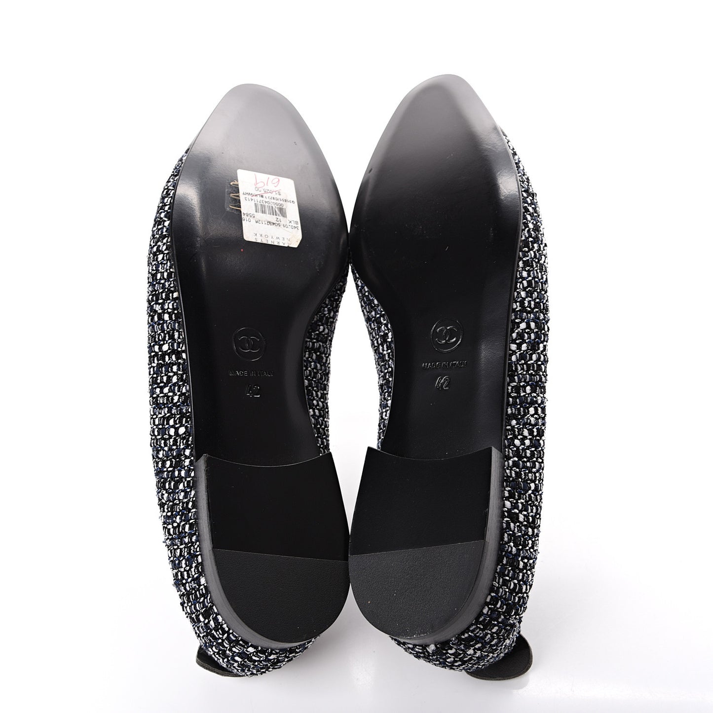 Tweed Lambskin Cap Toe Charm Loafers 42 Black Multicolor