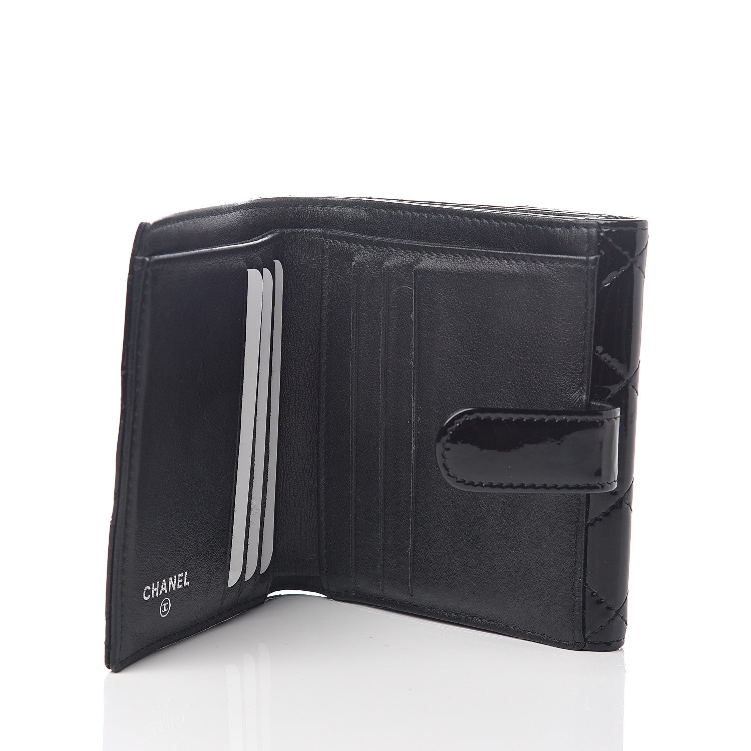 Chanel Patent Quilted Brilliant Compact Wallet Black 4 of 6