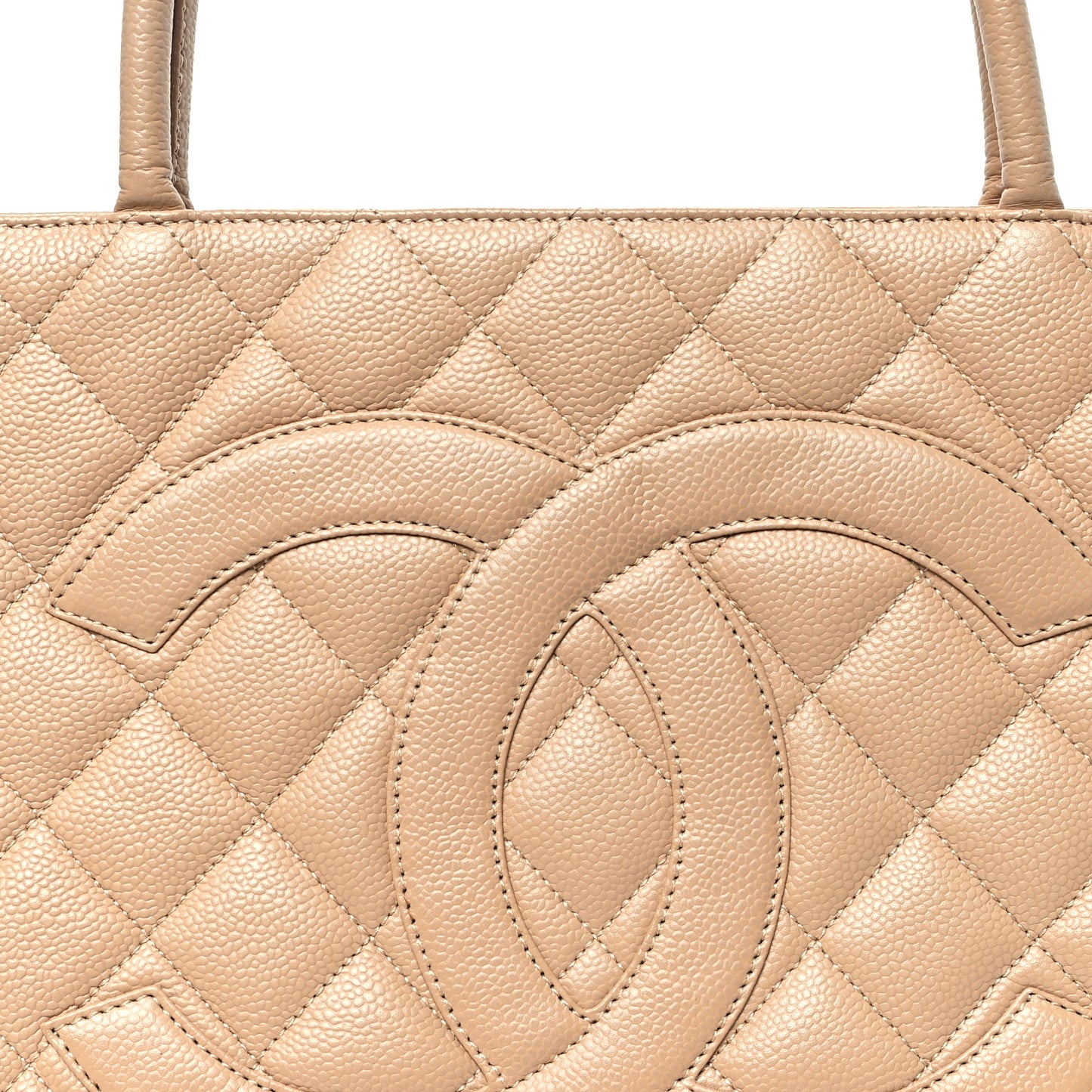 Caviar Quilted Medallion Tote Beige