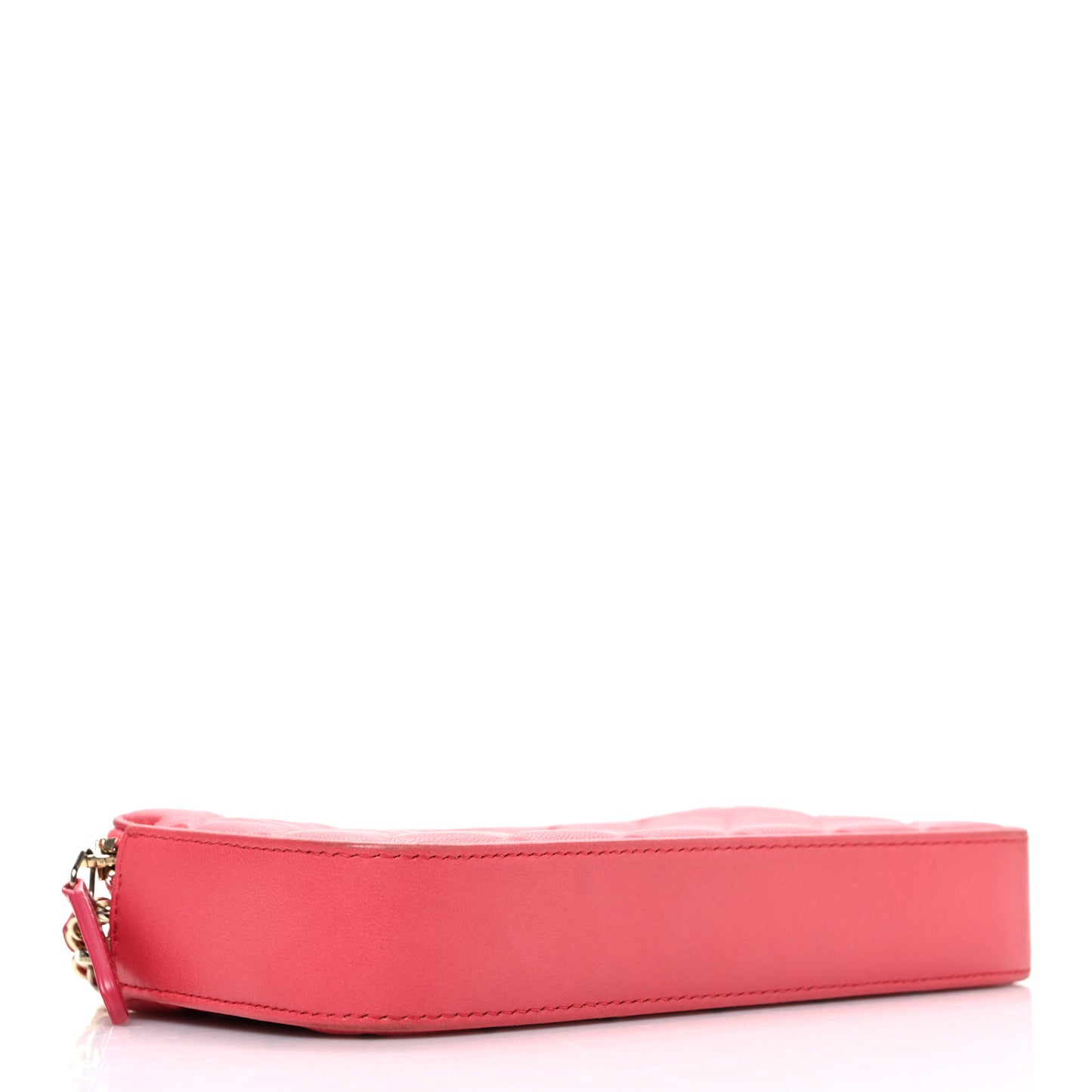 Lambskin Quilted Small Clutch With Chain Pink