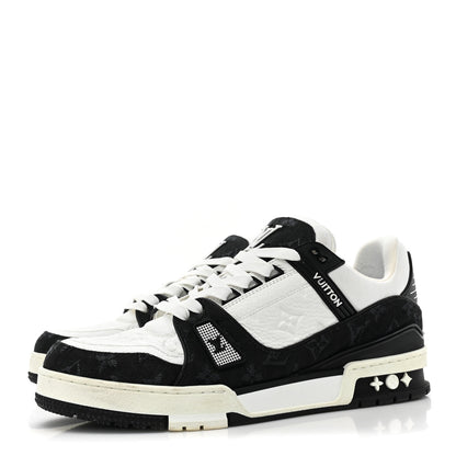 Louis Vuitton Calfskin Monogram Denim Mens LV Trainer Sneakers 8.5 Black 3 of 11