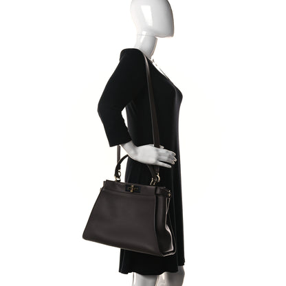 Fendi Vitello Seta Shiny Nappa Medium Peekaboo Iconic Satchel Moresco Rosa Doll 2 of 9