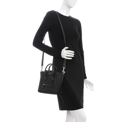 Celine Drummed Calfskin Nano Luggage Black 2 of 9