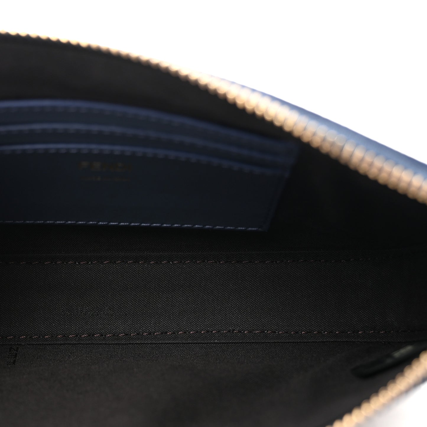 Fabric Jacquard Vitello Grace FF 1974 Baguette Pouch Blue