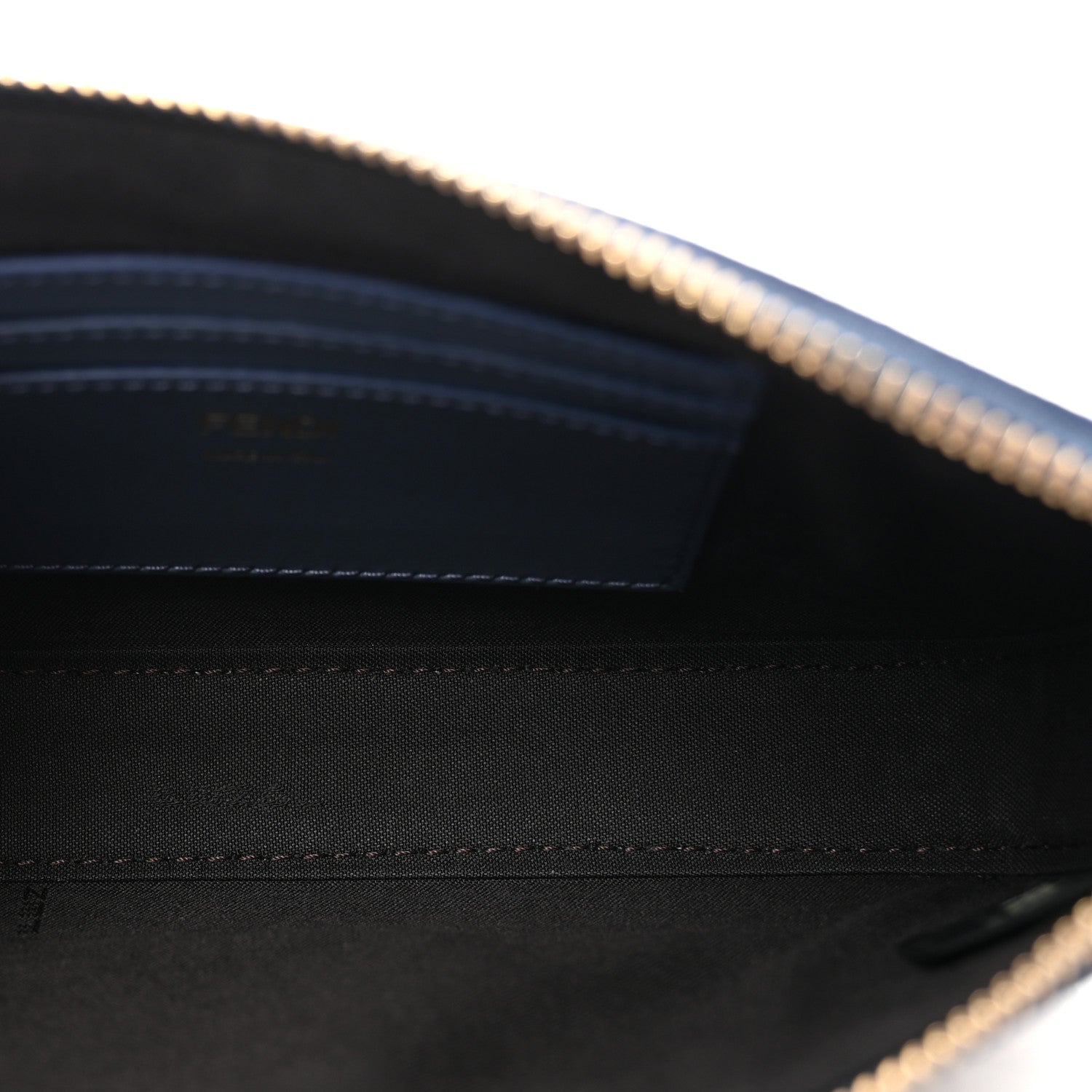 Fendi Fabric Jacquard Vitello Grace FF 1974 Baguette Pouch Blue 5 of 9