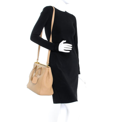 Prada Vitello Daino Large Double Zip Tote Sughero 2 of 13