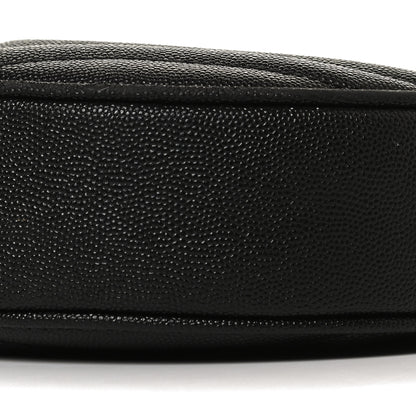 Saint Laurent Grain De Poudre Matelasse Chevron Quilted Round Vinyle Camera Bag Black 10 of 12