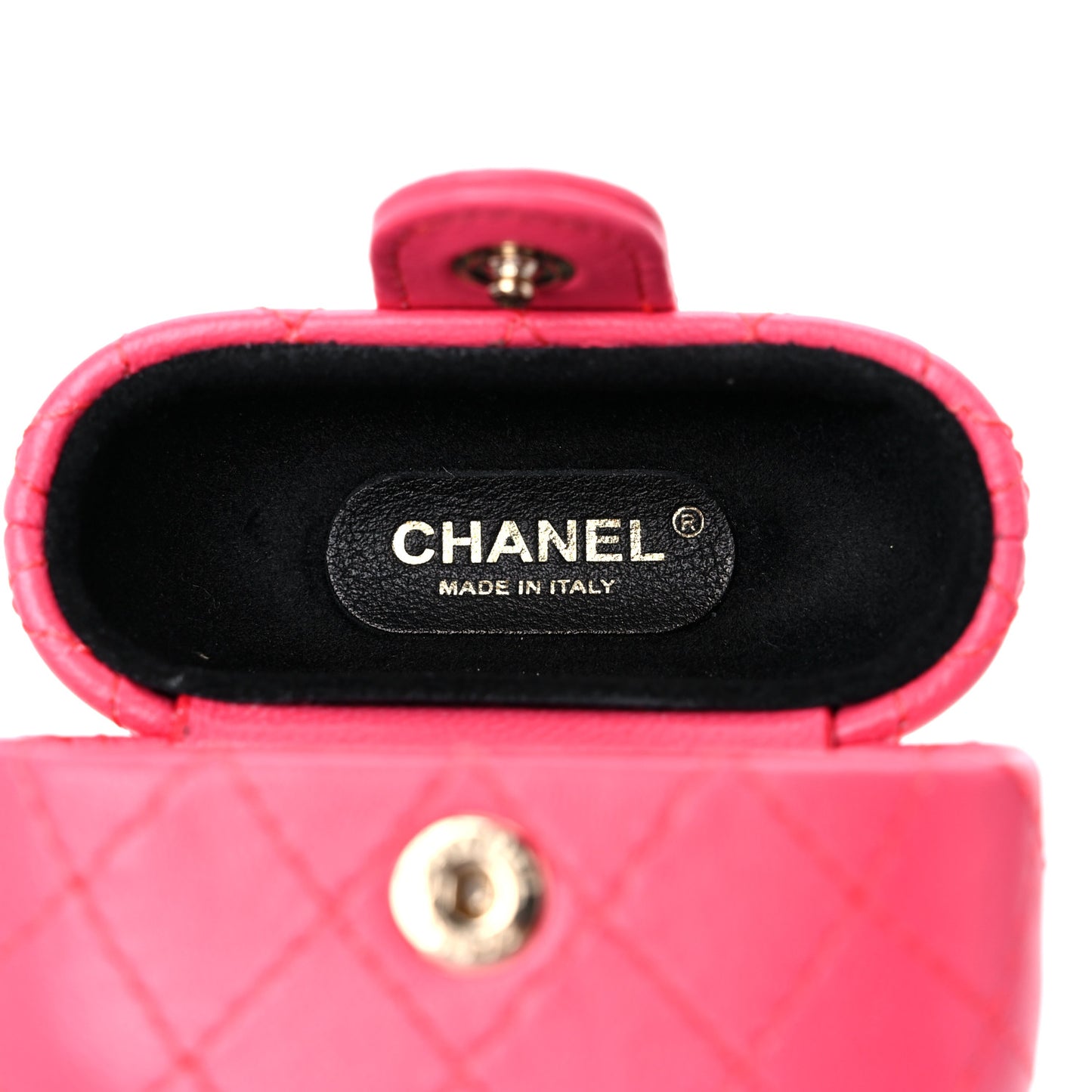 Lambskin Quilted Airpods Pro Case With Chain Pink